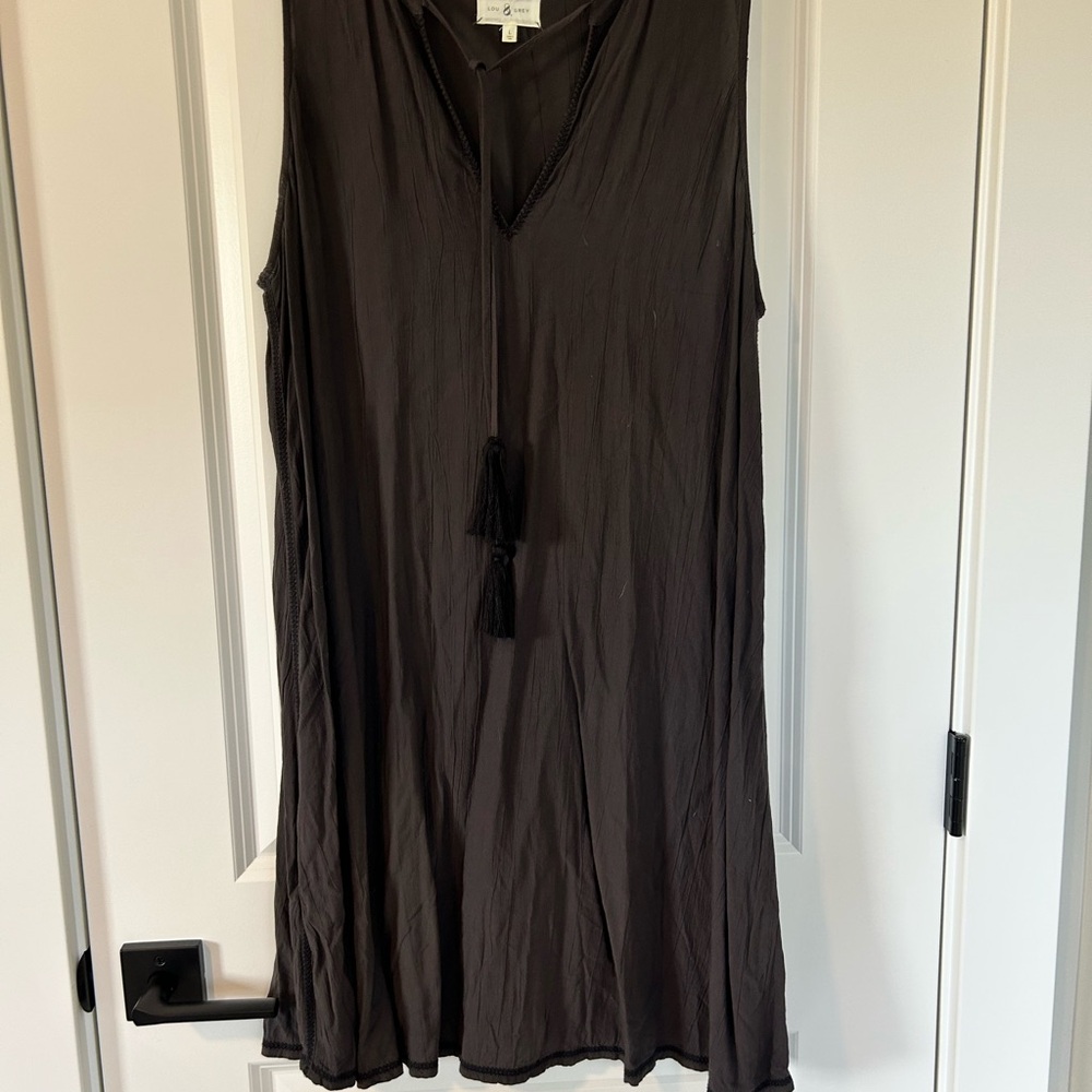 Sleeveless Black Dress with Tassel Detail